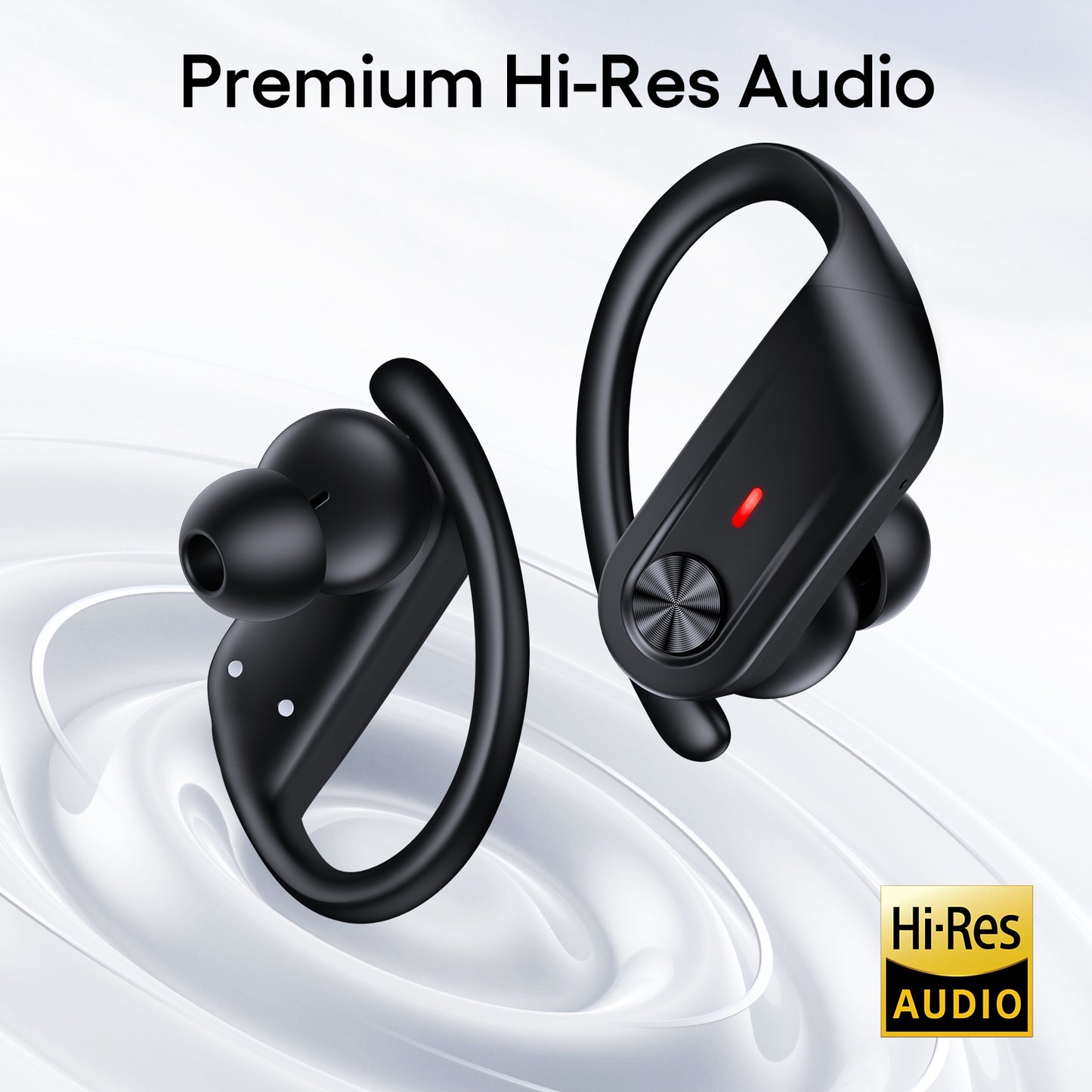Hybrid Active Noise Cancelling Wireless Earbuds 80 Hrs Playtime Hi-Res Stereo Sound Bluetooth Headphones with Transparency Mode Ear Buds with Earhooks ANC Sports Earphones for Workout Running Travel