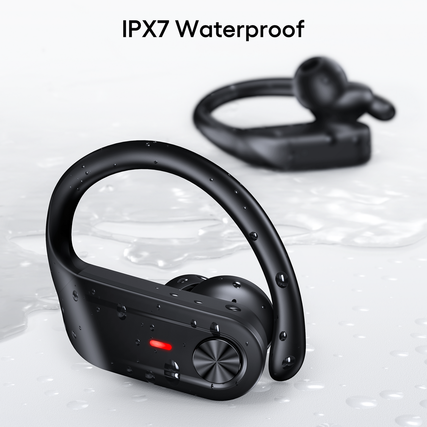 TAGRY Bluetooth Headphones Wireless Earbuds 80Hrs Playtime IPX7 Waterproof Digital Display Sport Ear Buds with Earhook Mic in-Ear Earphones Stereo Sound Earbud for Workout Running Exercise Gym Black