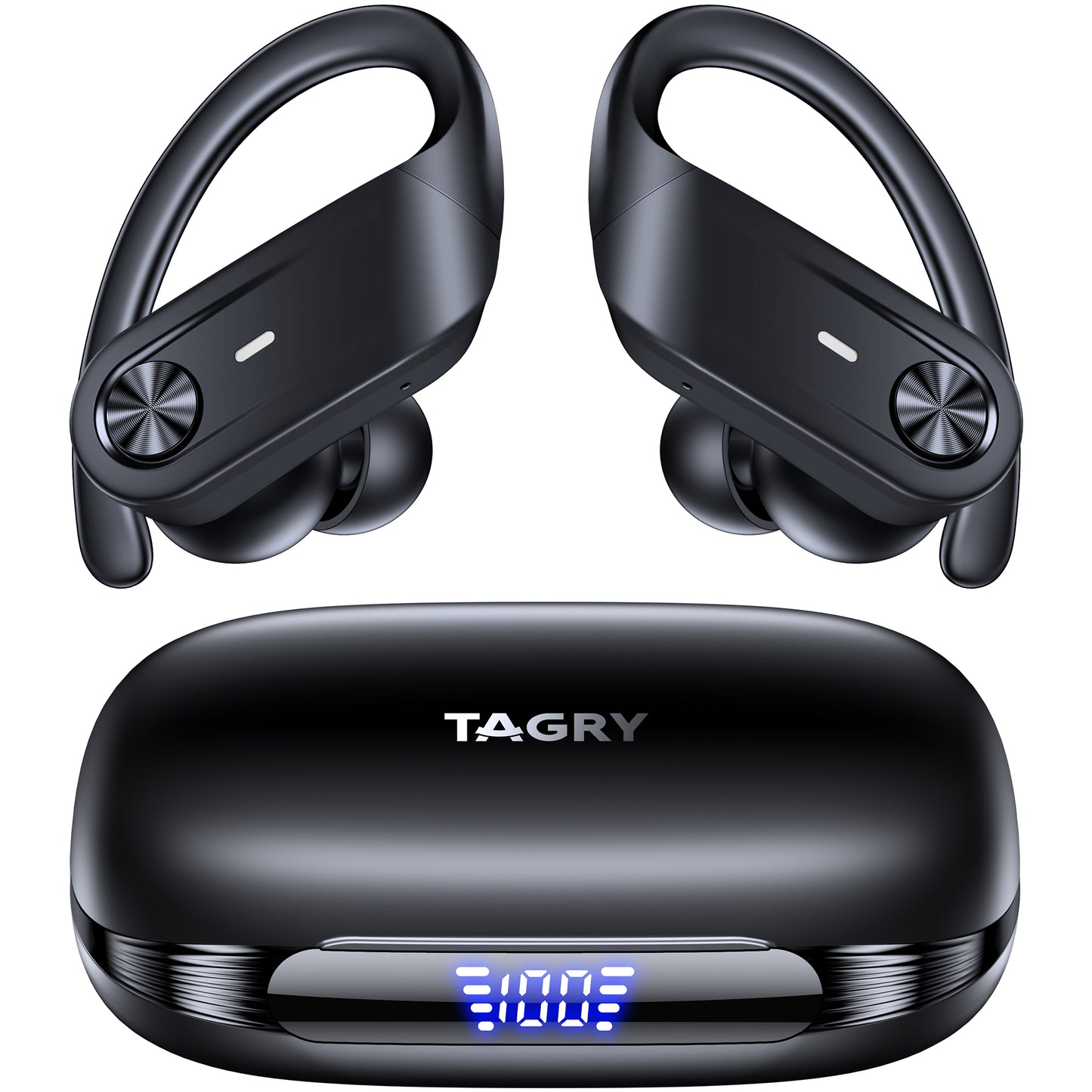 Hybrid Active Noise Cancelling Wireless Earbuds 80 Hrs Playtime Hi-Res Stereo Sound Bluetooth Headphones with Transparency Mode Ear Buds with Earhooks ANC Sports Earphones for Workout Running Travel