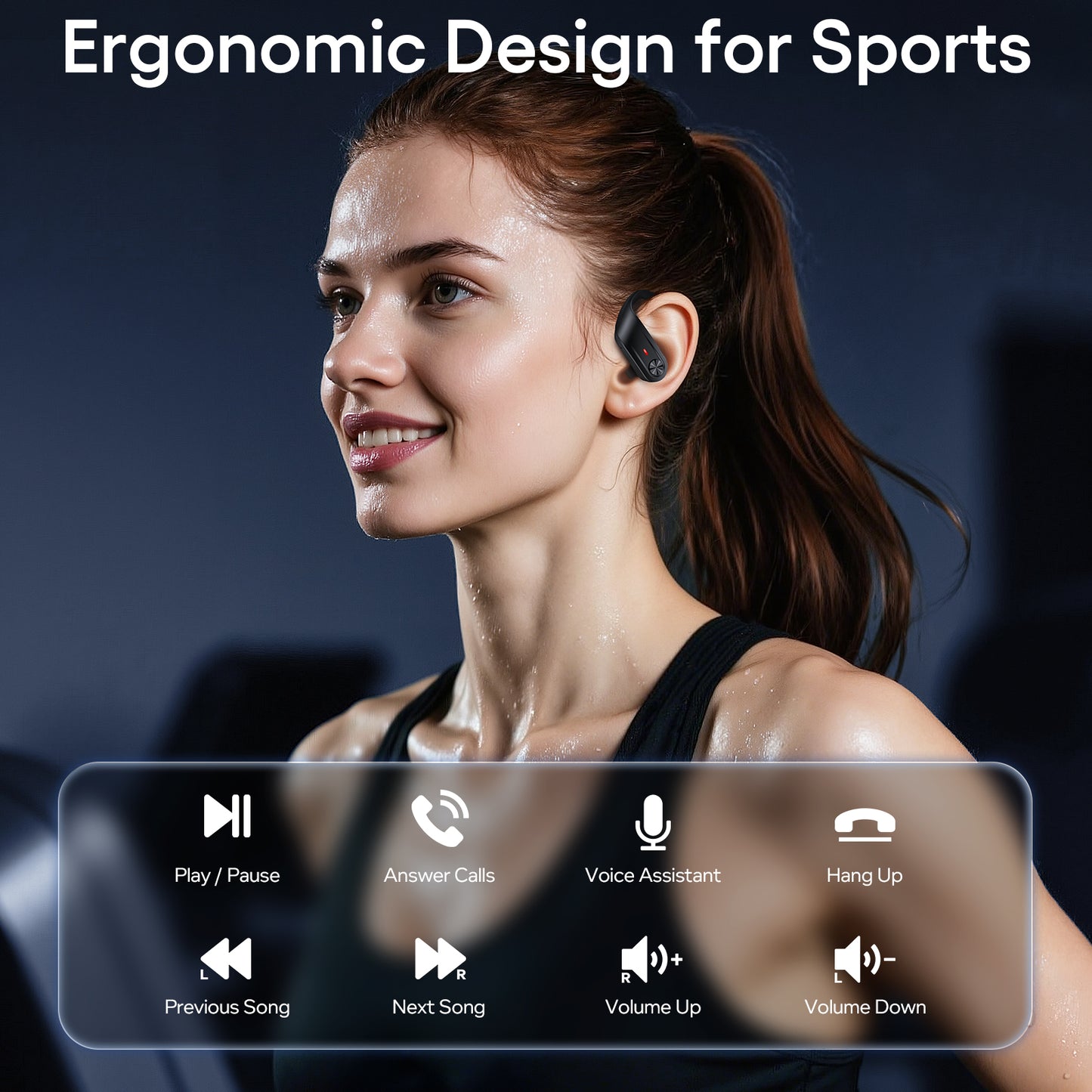 Hybrid Active Noise Cancelling Wireless Earbuds 80 Hrs Playtime Hi-Res Stereo Sound Bluetooth Headphones with Transparency Mode Ear Buds with Earhooks ANC Sports Earphones for Workout Running Travel