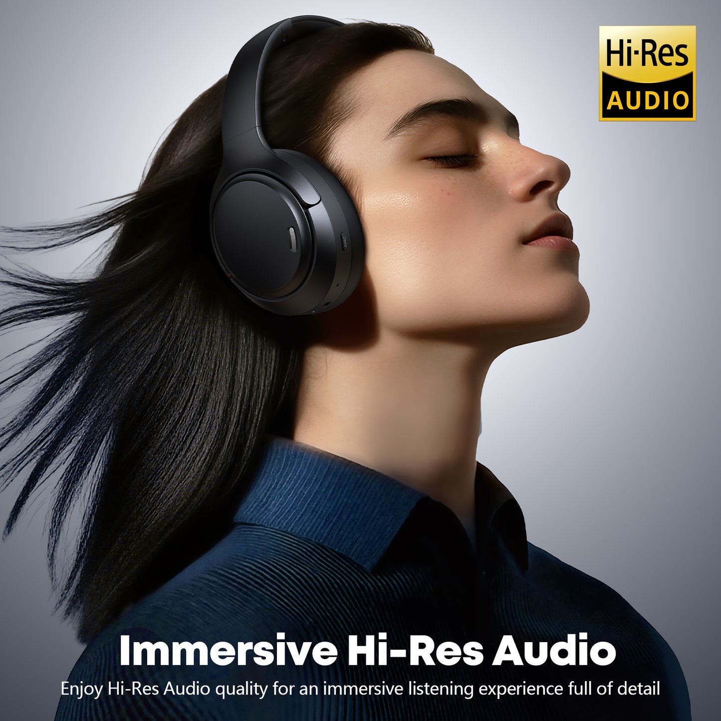 Hybrid Active Noise Cancelling Bluetooth 6.0 Headphones 120H Long Playtime, 6 ENC Mic, Over Ear Headphones Wireless, Hi-Res Audio, Memory Foam Earcup, Transparency Mode ANC Headphone for Travel Office