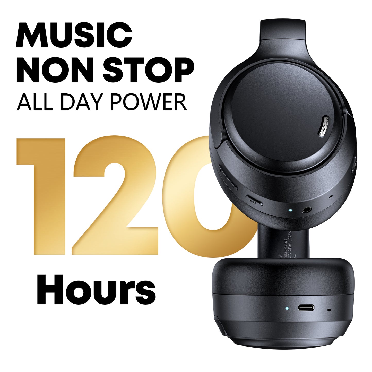 Hybrid Active Noise Cancelling Bluetooth 6.0 Headphones 120H Long Playtime, 6 ENC Mic, Over Ear Headphones Wireless, Hi-Res Audio, Memory Foam Earcup, Transparency Mode ANC Headphone for Travel Office