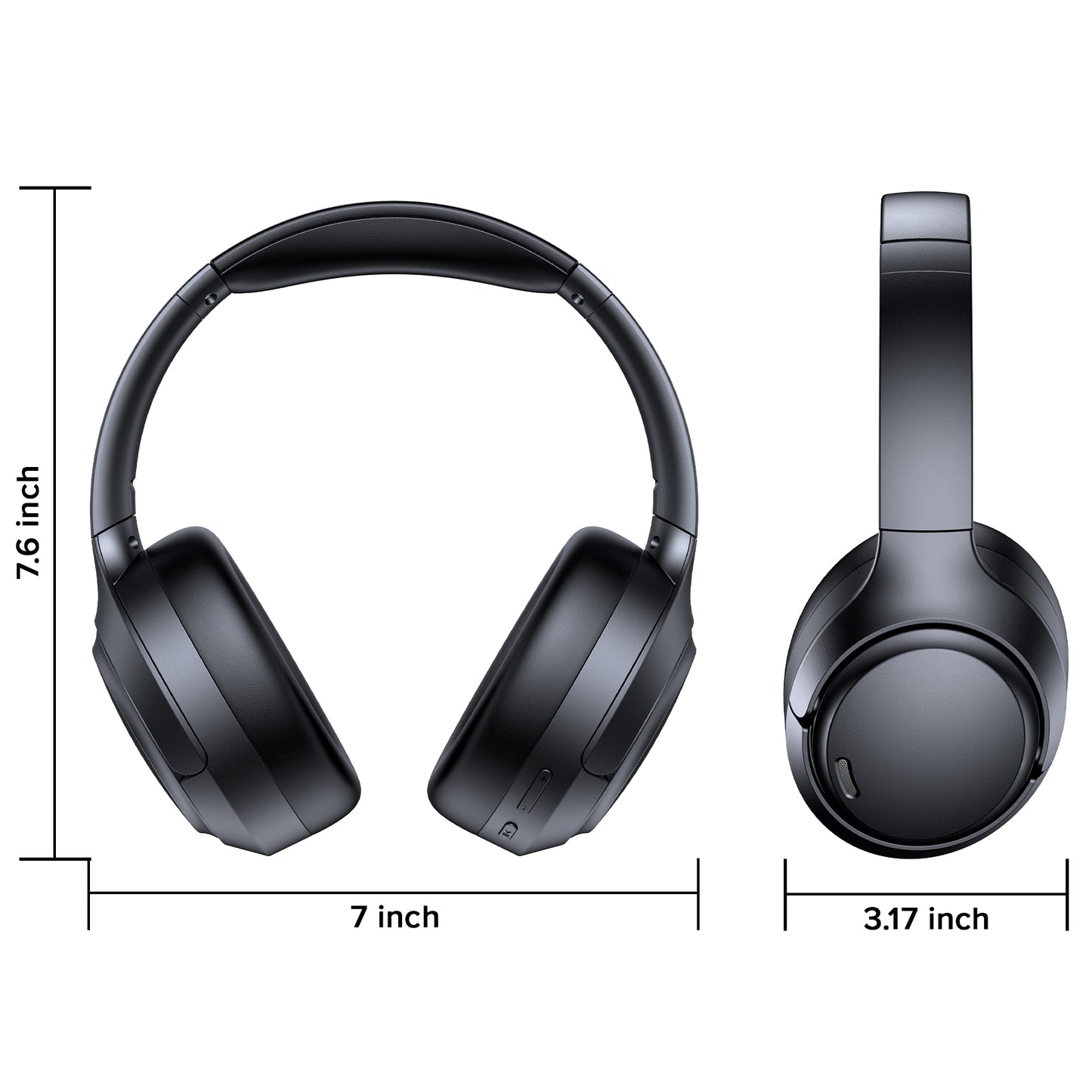 Hybrid Active Noise Cancelling Bluetooth 6.0 Headphones 120H Long Playtime, 6 ENC Mic, Over Ear Headphones Wireless, Hi-Res Audio, Memory Foam Earcup, Transparency Mode ANC Headphone for Travel Office