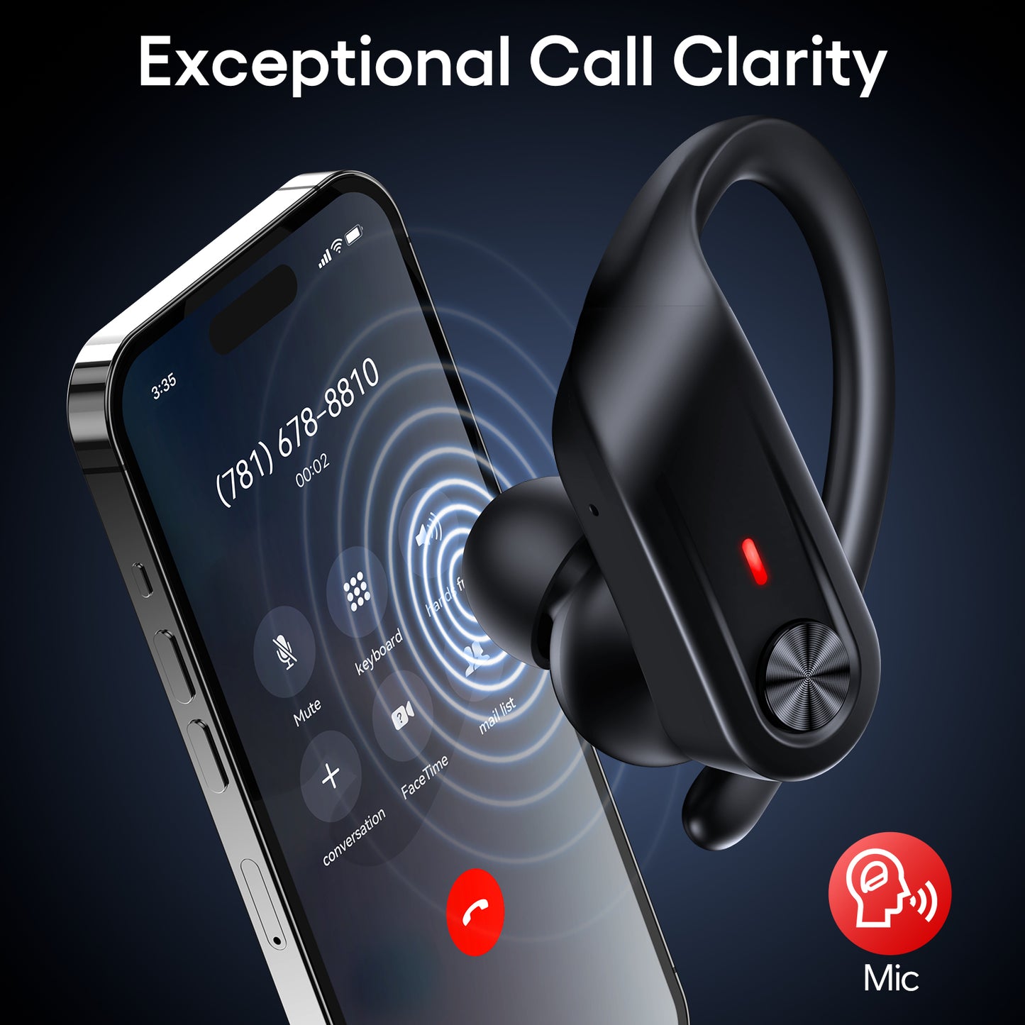 Hybrid Active Noise Cancelling Wireless Earbuds 80 Hrs Playtime Hi-Res Stereo Sound Bluetooth Headphones with Transparency Mode Ear Buds with Earhooks ANC Sports Earphones for Workout Running Travel