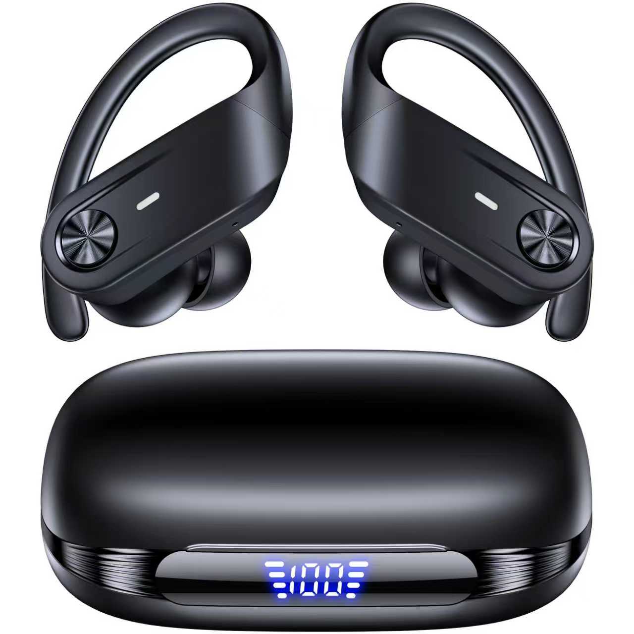 Hybrid Active Noise Cancelling Ear buds Wireless 80 Hrs Playtime Hi-Res Stereo Quality EarBuds with Transparency Mode Bluetooth Headphones with Earhooks Sports ANC Earphones for Running Working Travel