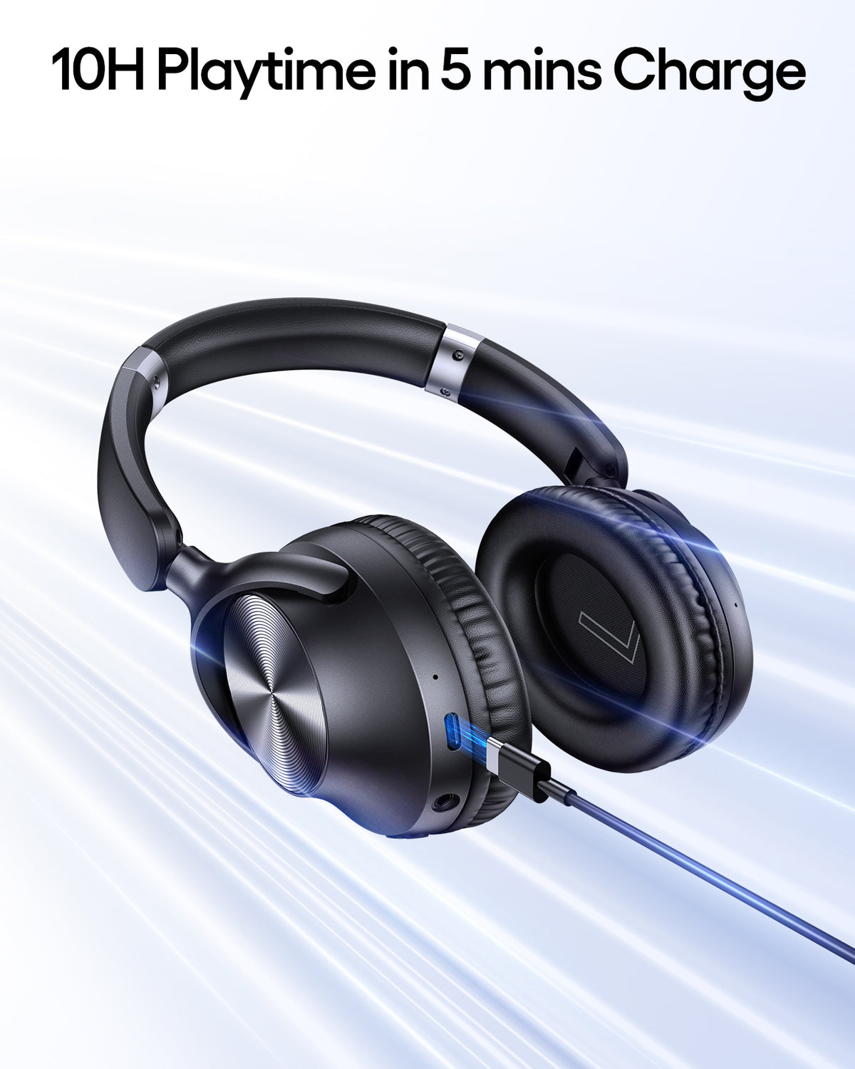TAGRY Hybrid Active Noise Cancelling Bluetooth Headphones 100H Playtime Wireless Over Ear Headphone with Fast Charging Hi-Res Audio Comfort Earcups Headsets for Home Office Travel Phone PC Black