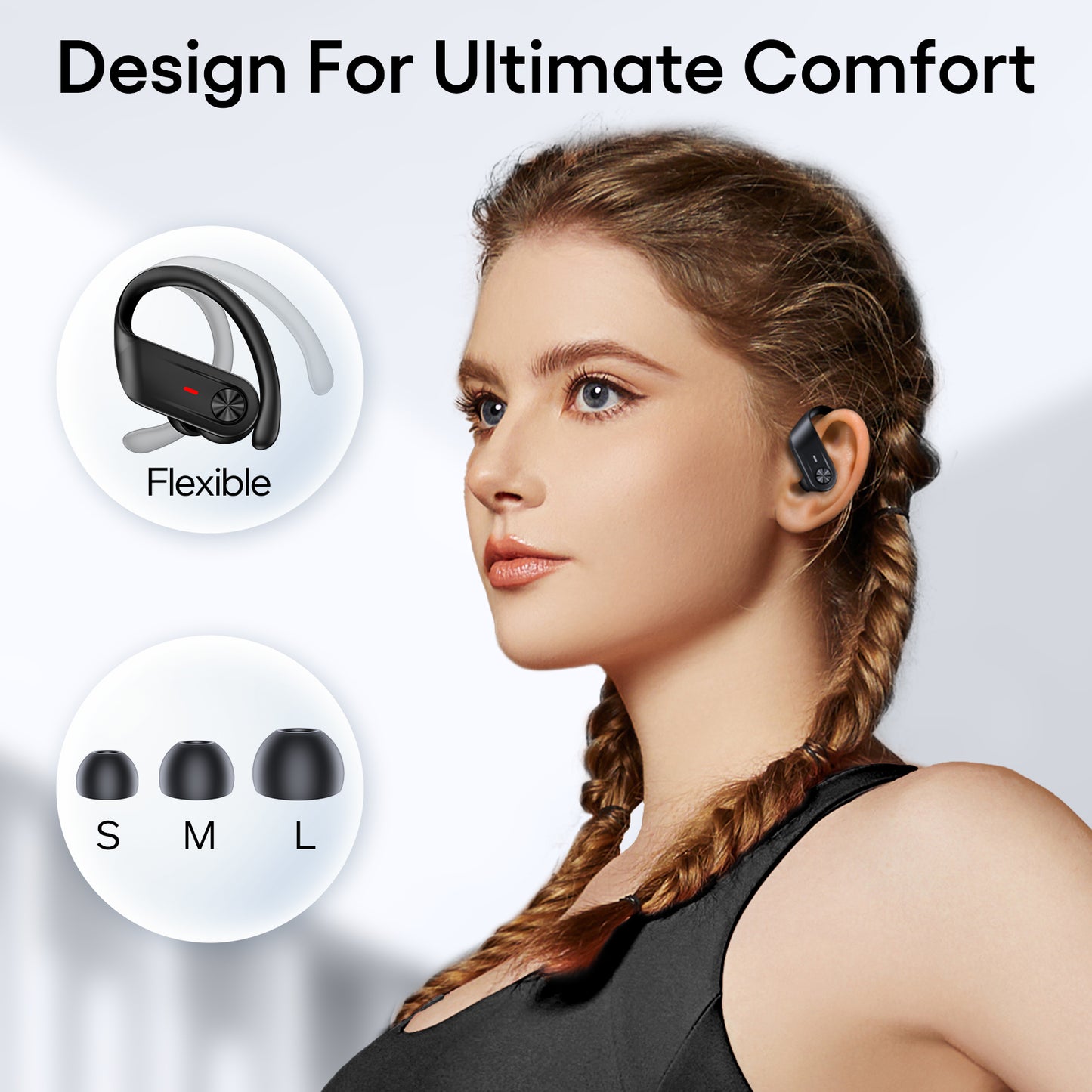 TAGRY Wireless Noise Cancelling Earbuds, 80H Playtime with LED Display - Deep Bass, IPX7 Waterproof, Comfortable in Ear Headphones