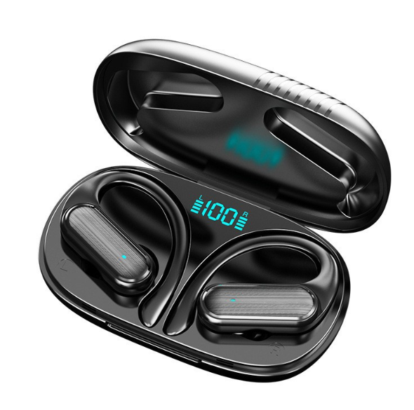 TAGRY Wireless Earbuds, Bluetooth Sports Earphones with Secure Ear Hooks, 48 Hours Playtime, LED Battery Display, Sweat-Resistant In-Ear Headphones with Mic for Running, Gym and Workouts, Black