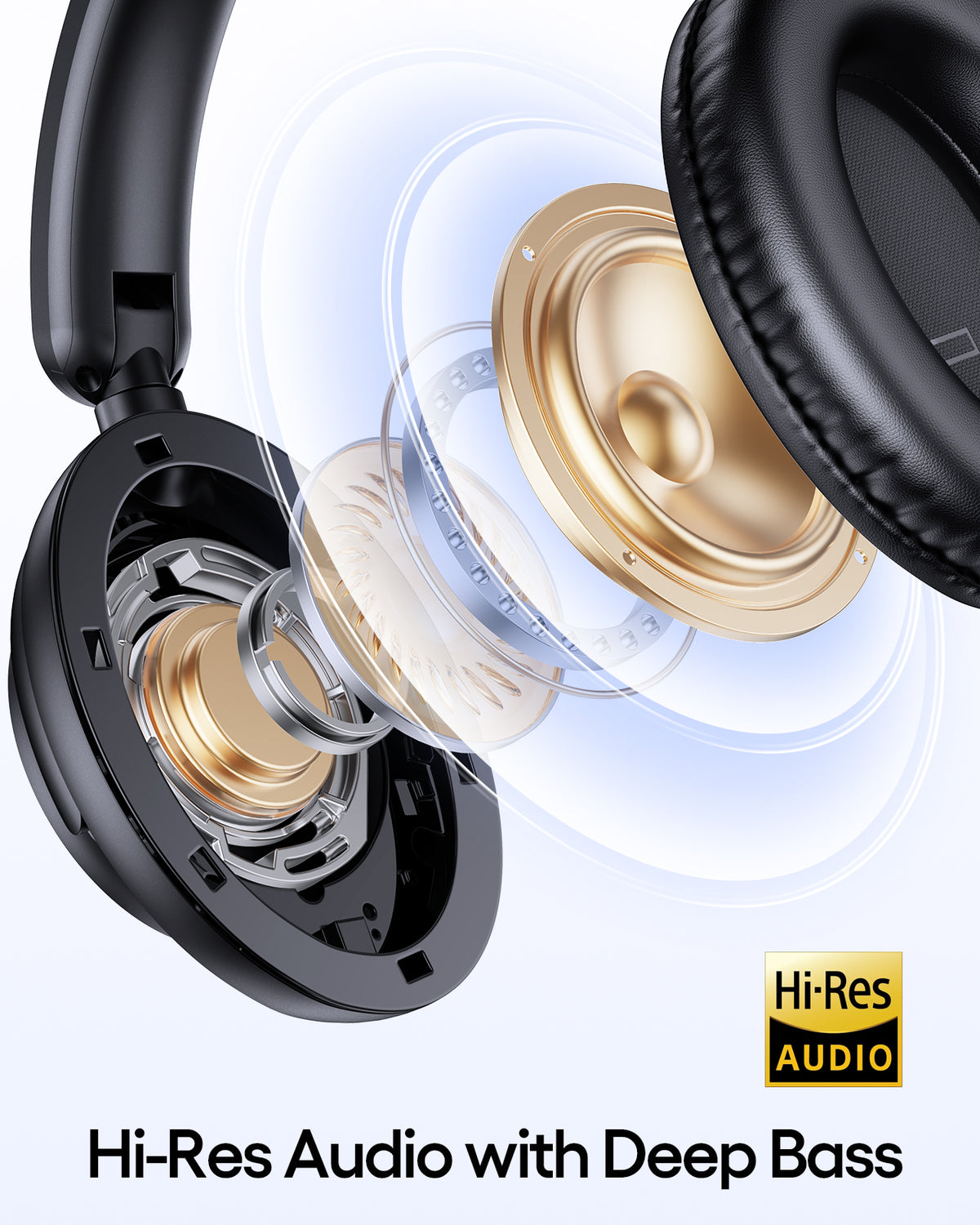 TAGRY Hybrid Active Noise Cancelling Bluetooth Headphones 100H Playtime Wireless Over Ear Headphone with Fast Charging Hi-Res Audio Comfort Earcups Headsets for Home Office Travel Phone PC Black