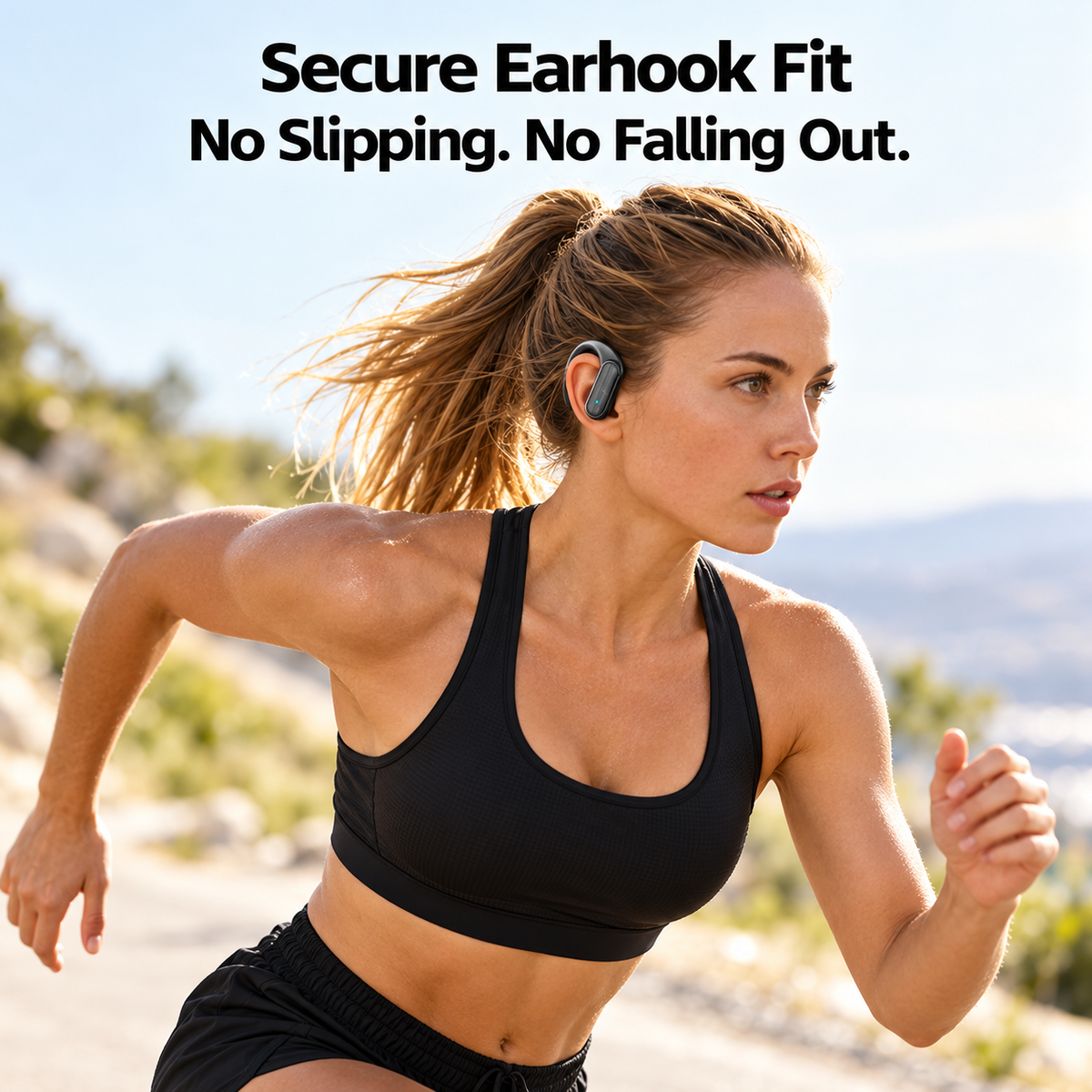 TAGRY Wireless Earbuds, Bluetooth Sports Earphones with Secure Ear Hooks, 48 Hours Playtime, LED Battery Display, Sweat-Resistant In-Ear Headphones with Mic for Running, Gym and Workouts, Black