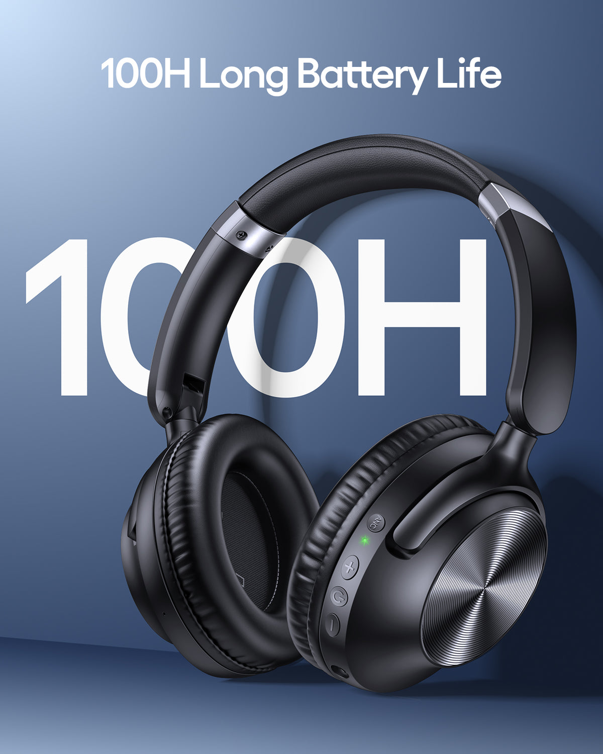 TAGRY Hybrid Active Noise Cancelling Bluetooth Headphones 100H Playtime Wireless Over Ear Headphone with Fast Charging Hi-Res Audio Comfort Earcups Headsets for Home Office Travel Phone PC Black